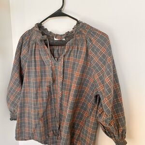 CJLA Plaid Women's Top in Gray and Orange